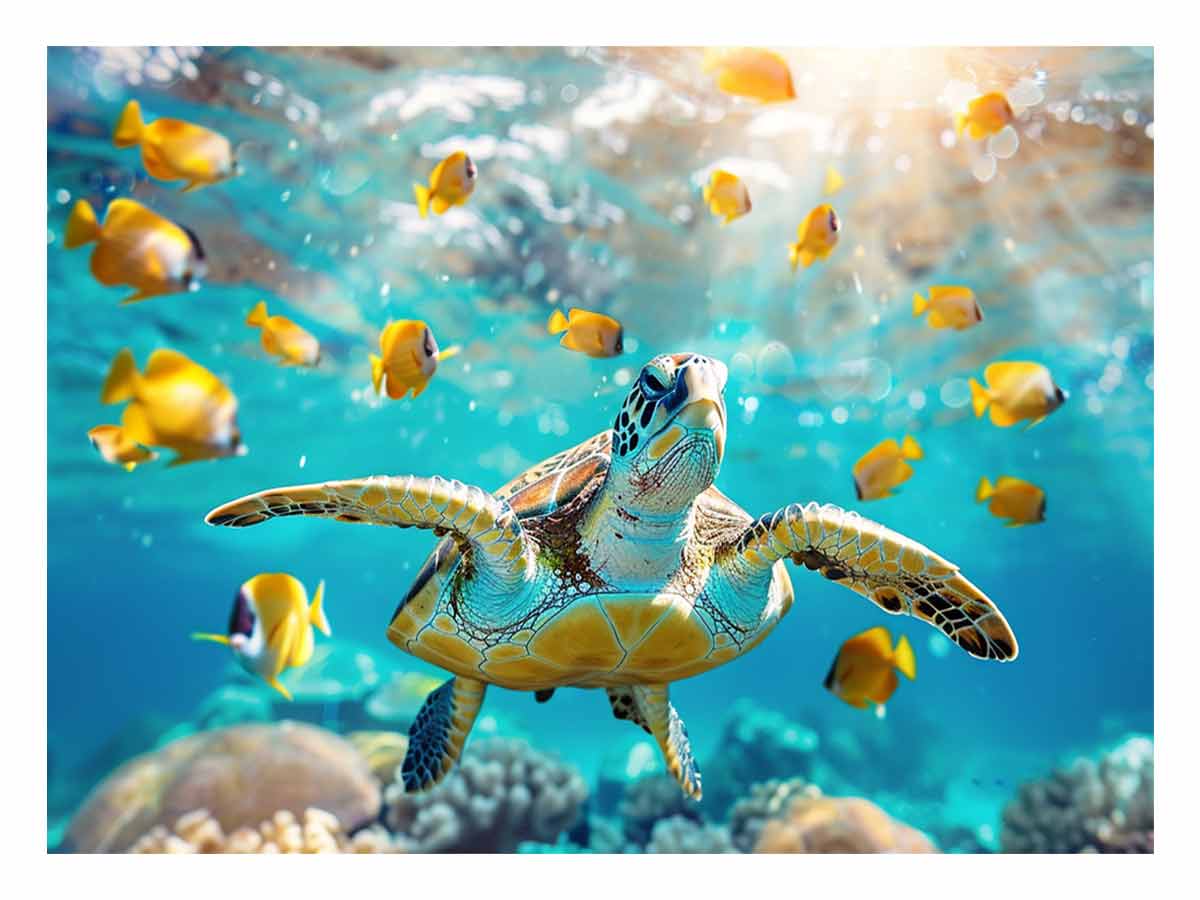 Underwater Turtle Ocean Drift