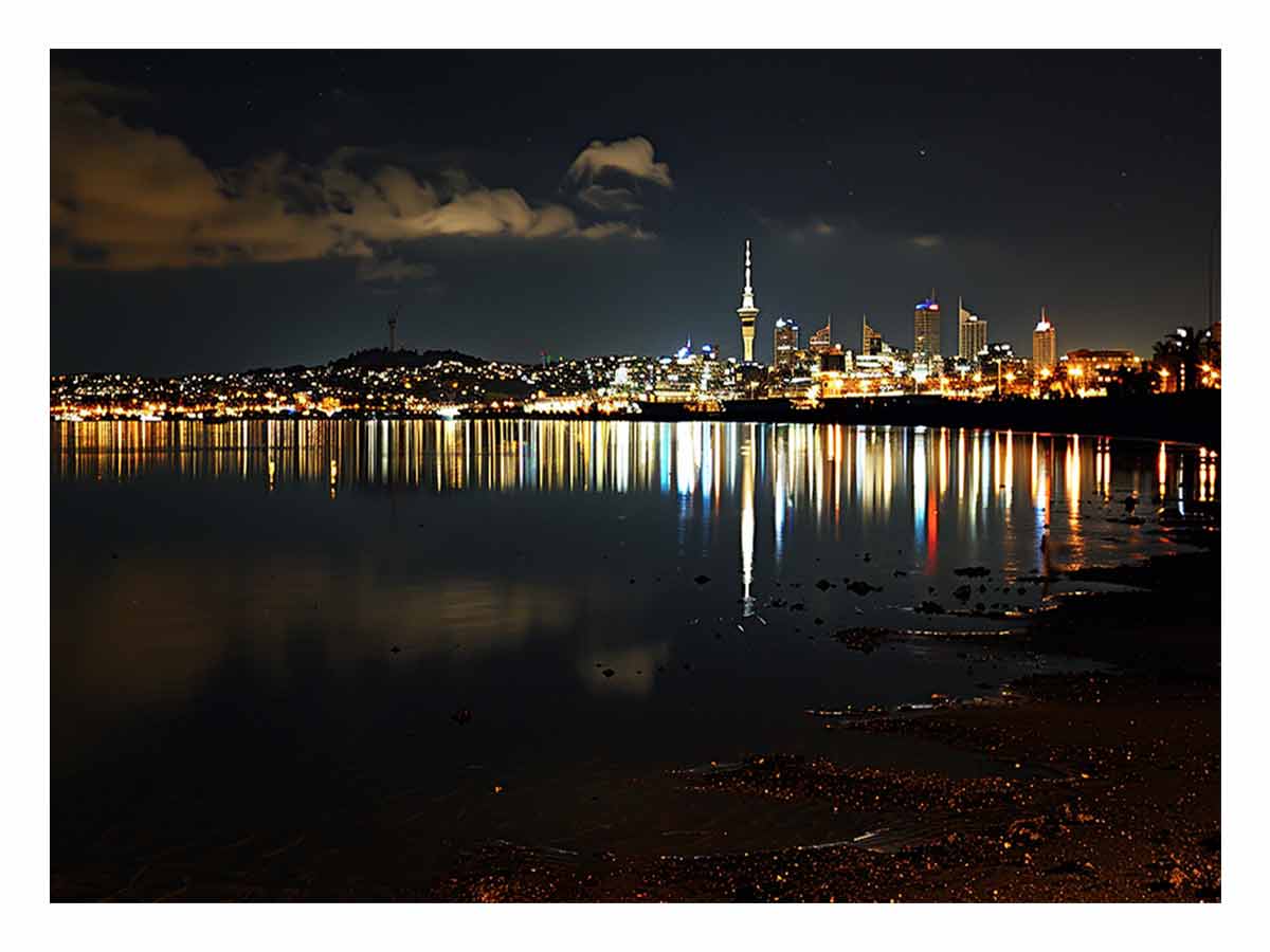 Auckland Skyline Night Lights