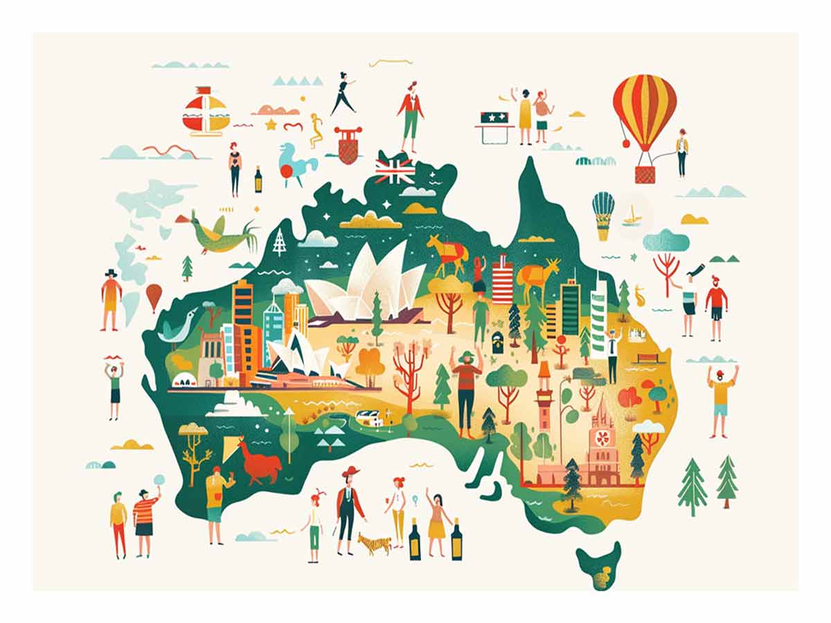 Colourful Australia Cultural Map