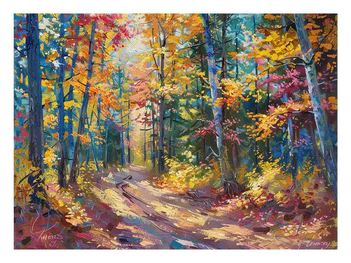 Golden Autumn Forest Path