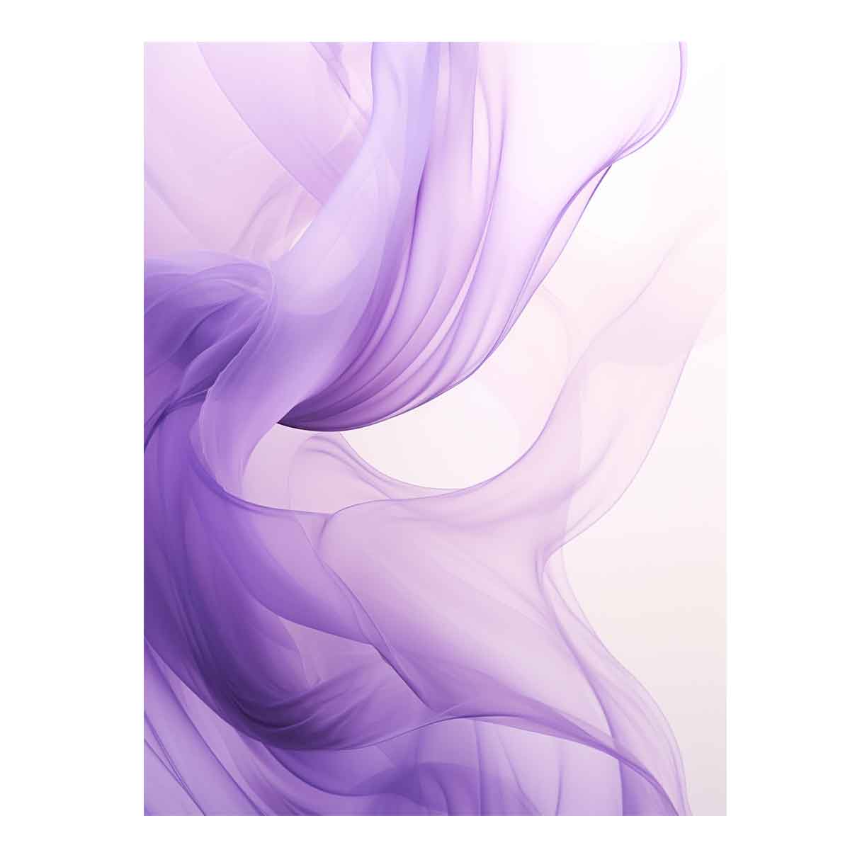 Lavender abstract canvas art with soft flowing forms for calm bedroom decor.