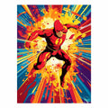 Red lightning superhero comic canvas art for bold teen room, office, or game room decor.