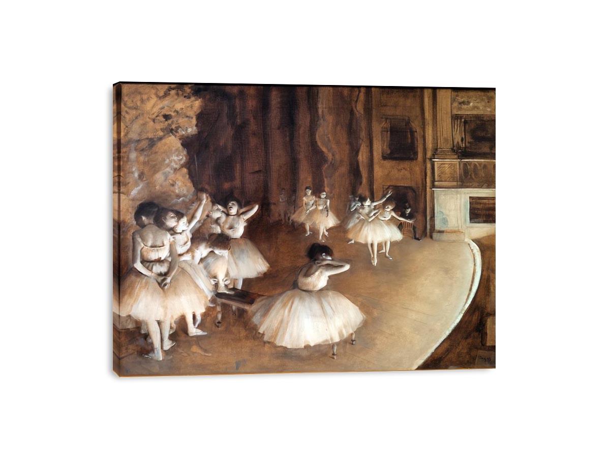 The Dance Class - The Rehearsal of the Ballet on Stage  by Edgar Degas Painting