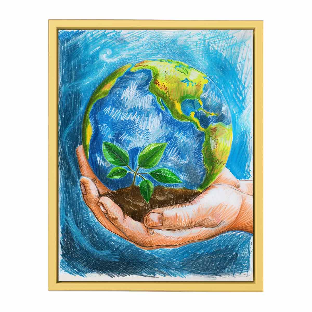 Save Earth Painting   Streched canvas