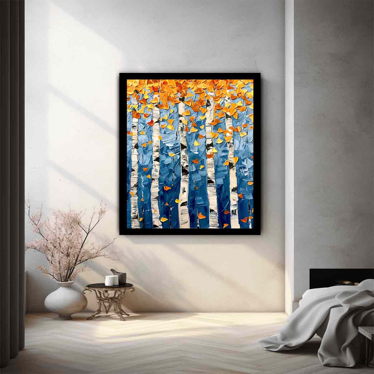 Birch Tree Colorfull leafs Painting