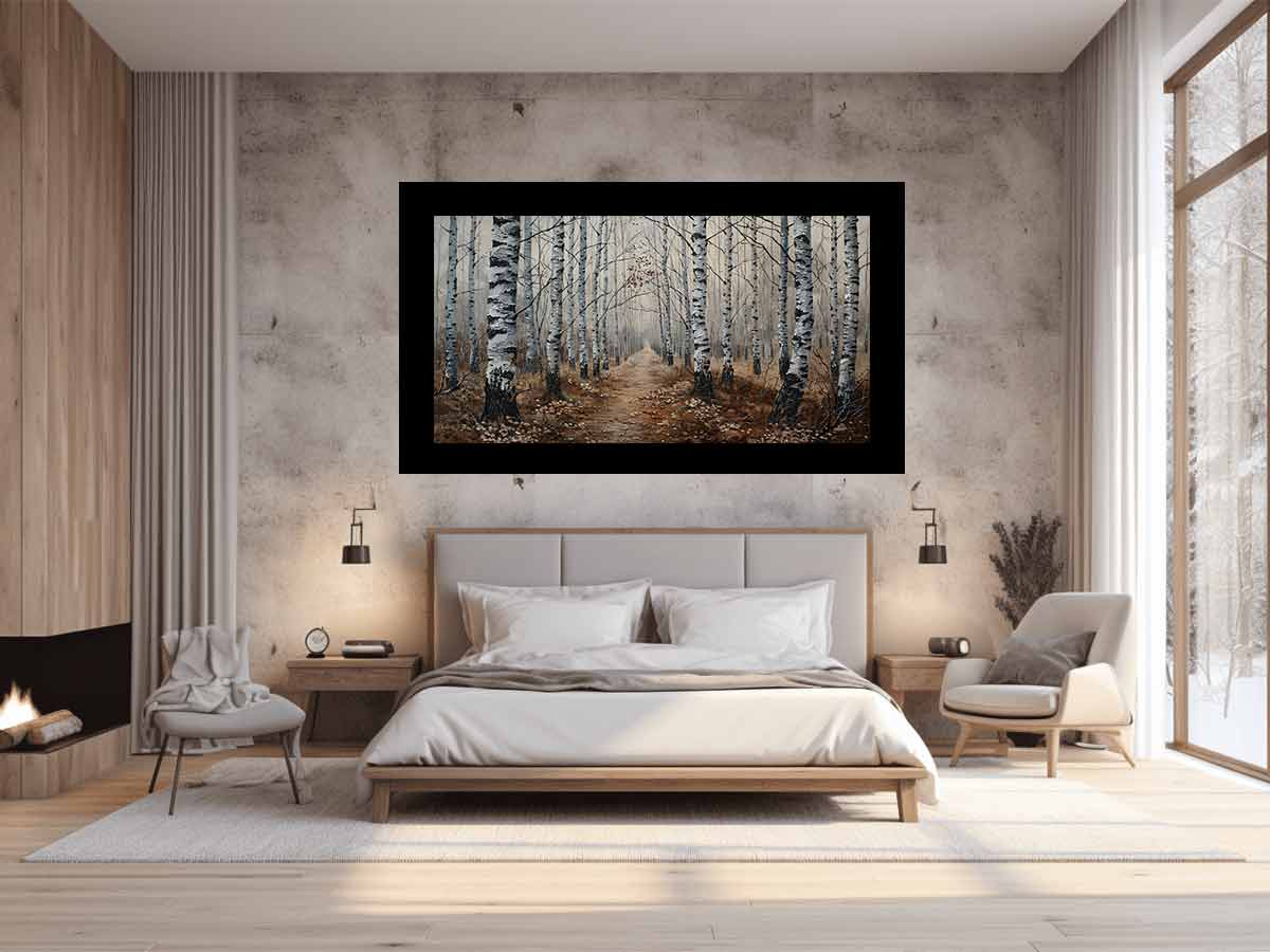 Grey Birch Trees Painting