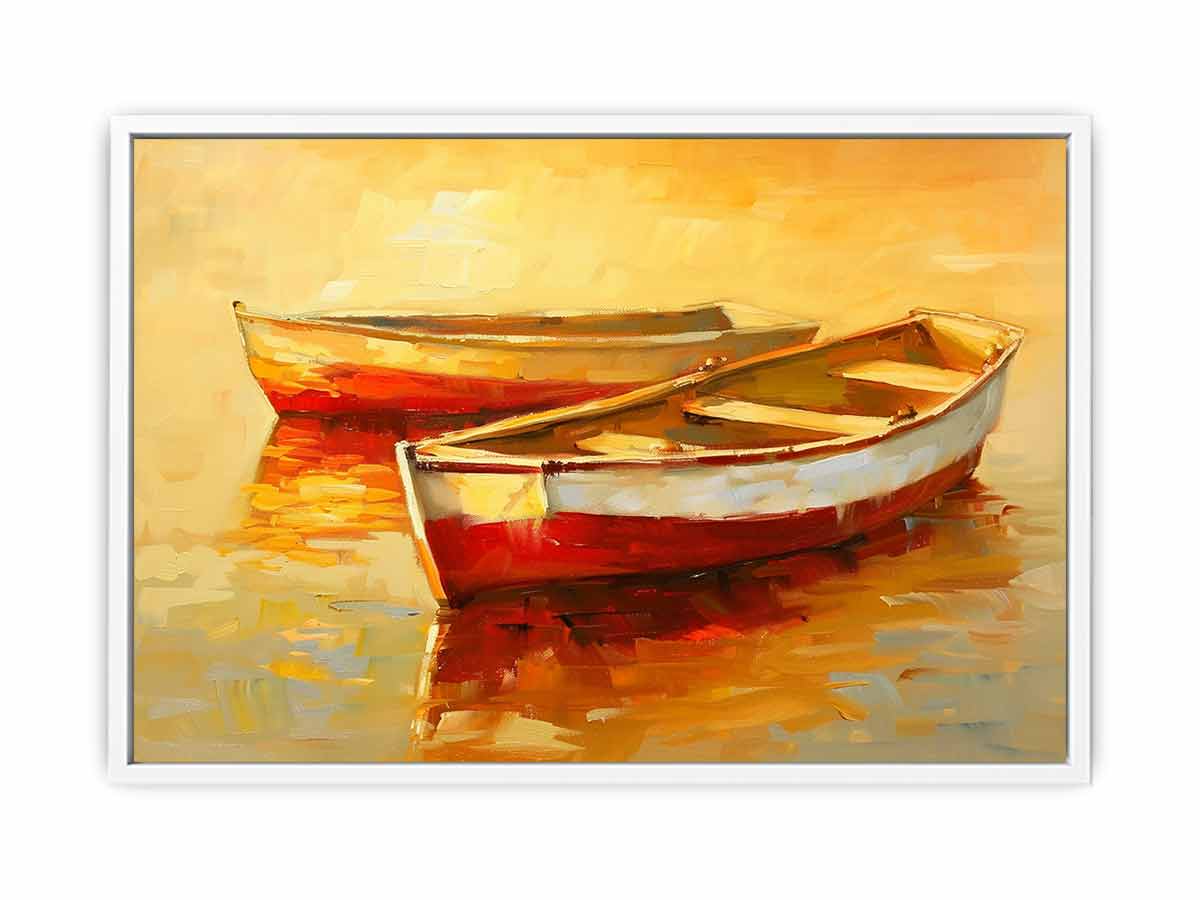 Golden Boats Framed Print