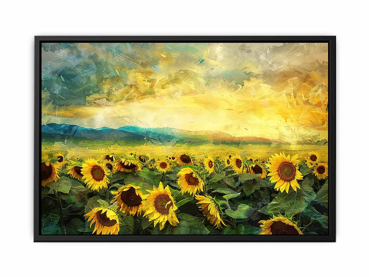 Sunflower Field Oil Painting  Canvas Print