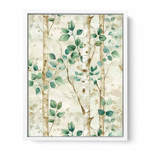 Birchtree Watercolor Painting  Framed Print