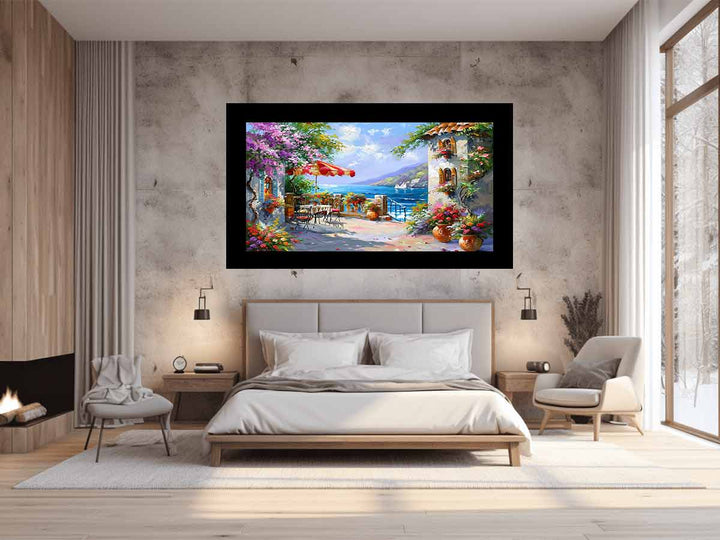 Italy, europe, Beachside Cafe Painting