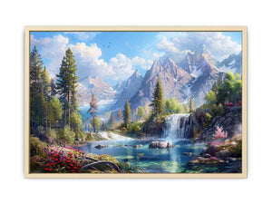 Mountain Waterfall  Art Print