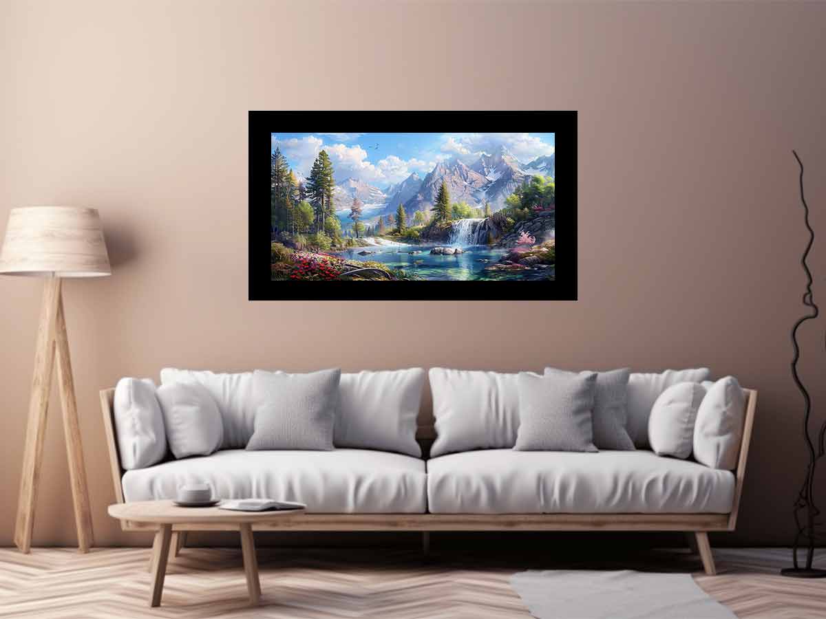 Mountain Waterfall Painting
