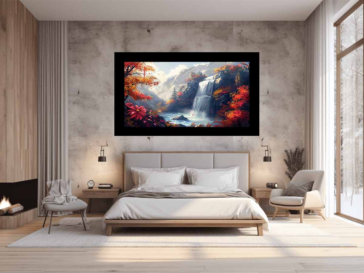 Autumn Waterfall Painting