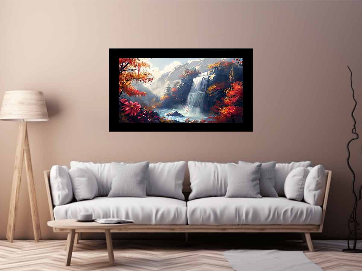 Autumn Waterfall Painting