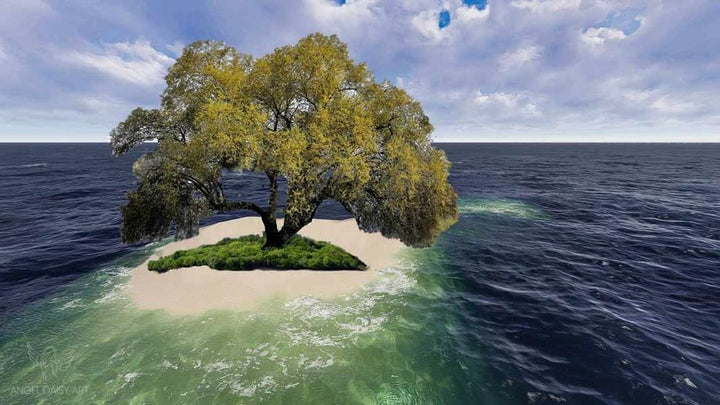 Tree In Sea Painting 