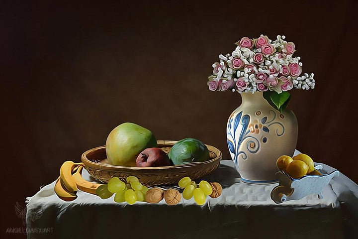 Fruit And Flower Still Life Painting 