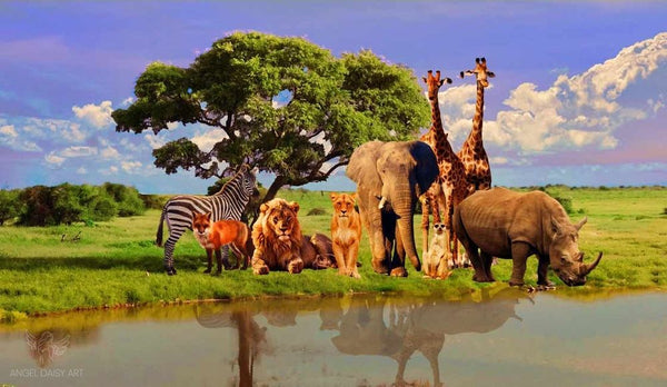 Animal Group Tree Painting 