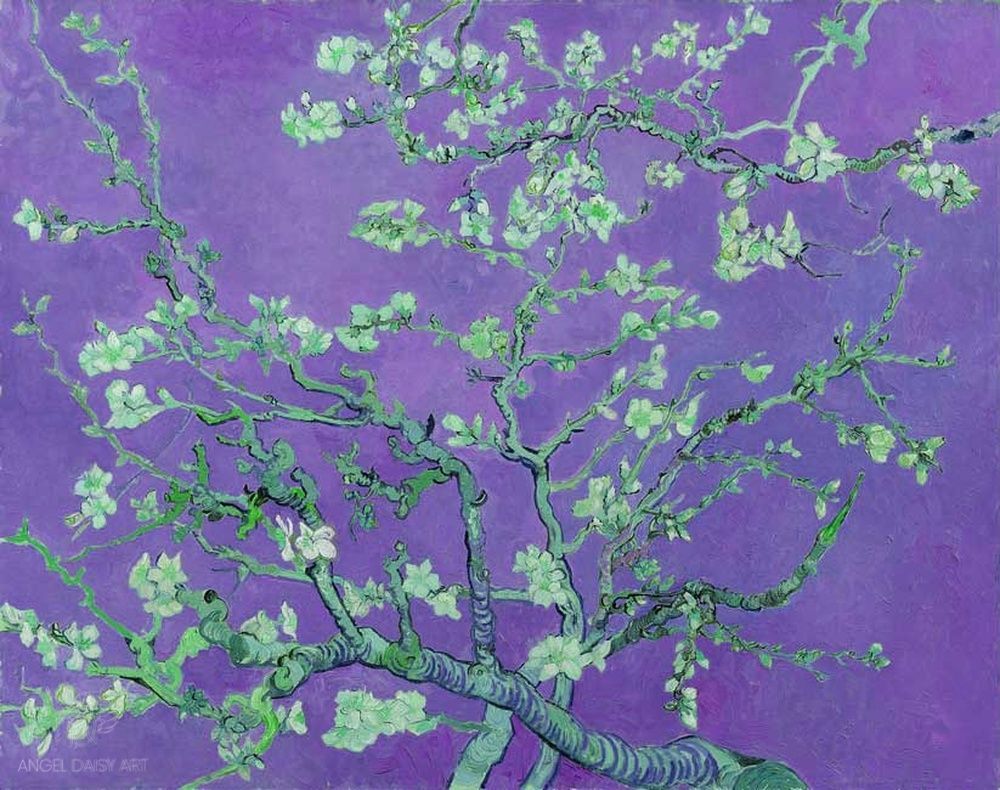 Van Gogh almond blossom Purple  Painting 