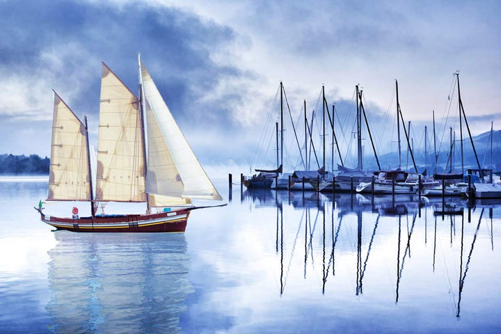 Sailing Ship Blue Painting 