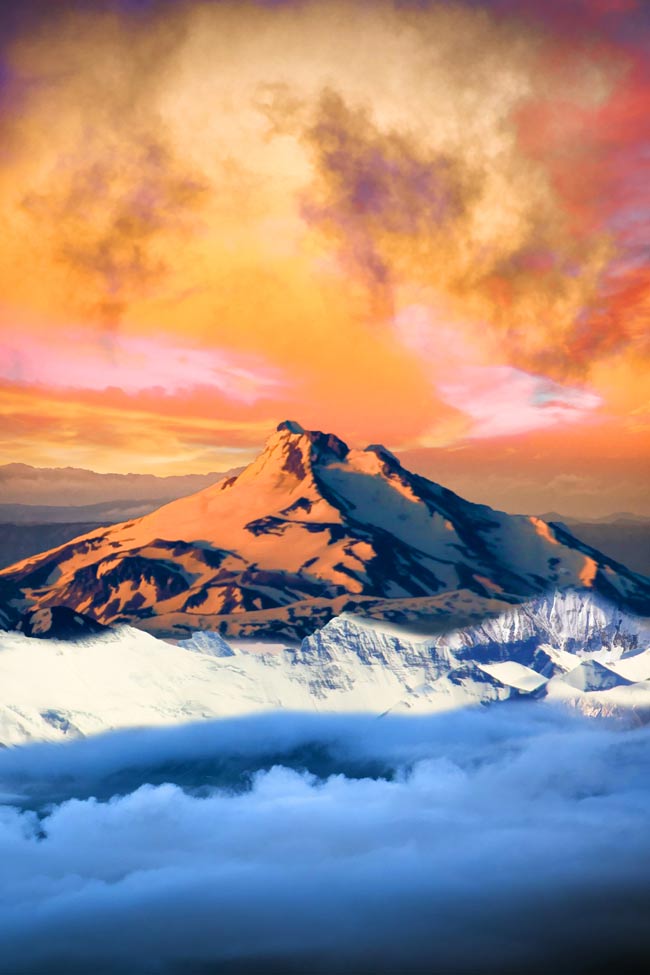 Himalayas  Sunset  Painting