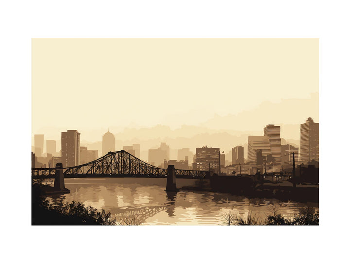 Brisbane Bridge Sepia Art 