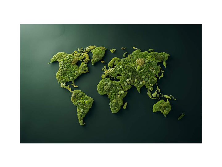 Green World Map Wall Art Poster