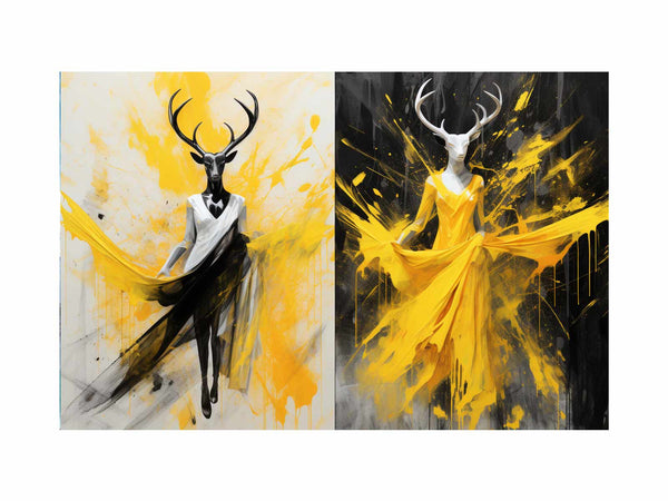 Abstract Stags Art