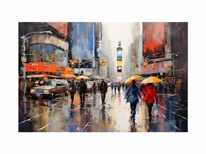 Umbrellas In New York street Painting