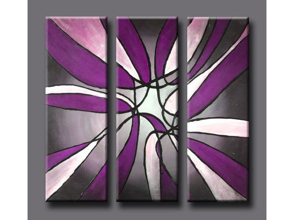 3 Panel Oil Purple Painting 
