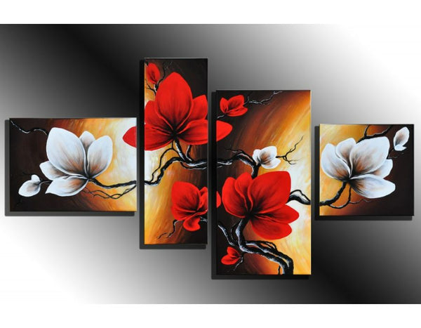 4 Panel Flower Wall Art Painting 