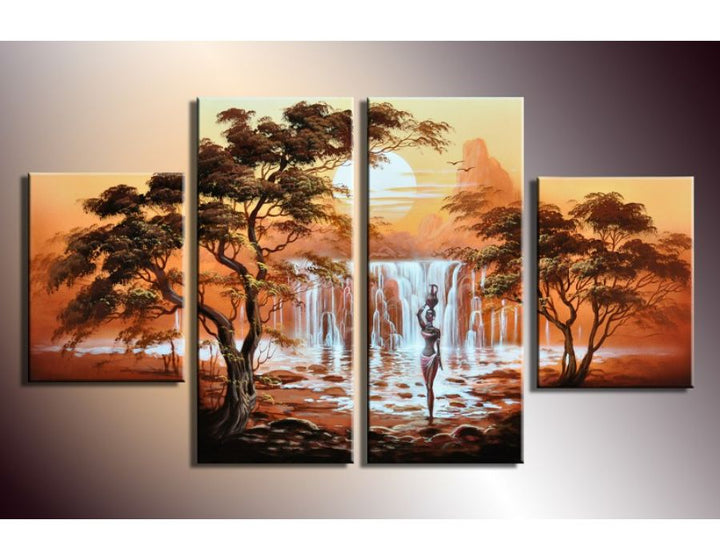 4 Panel Waterfall Wall Art Painting Set 
