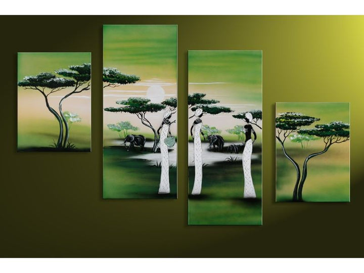 4 Panel Women Moon Painting Set 