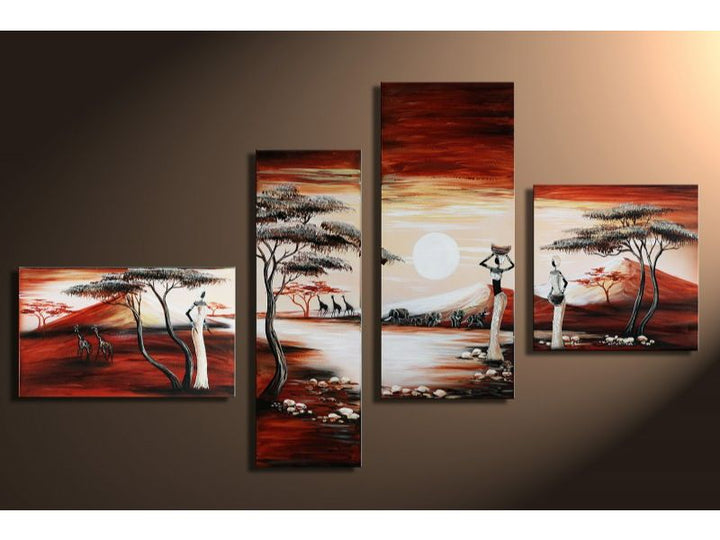 4 Panel Traditional Painting Set 