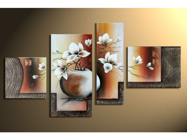 Brown Vase 4 Panel Painting Set 
