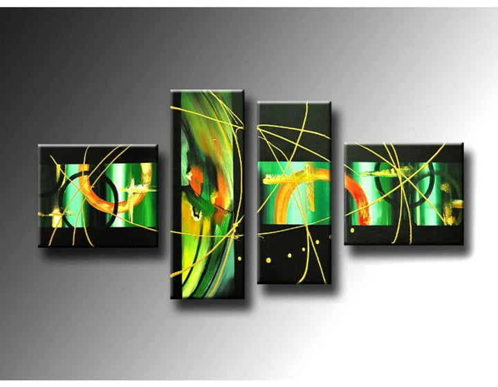 4 Panel Green Painting Set 