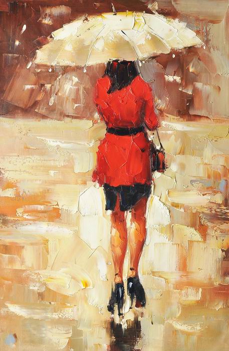 Shorts With Red lady Knife Art Painting