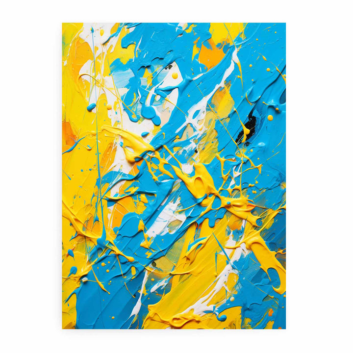 Yellow Blue Dripping Color Painting