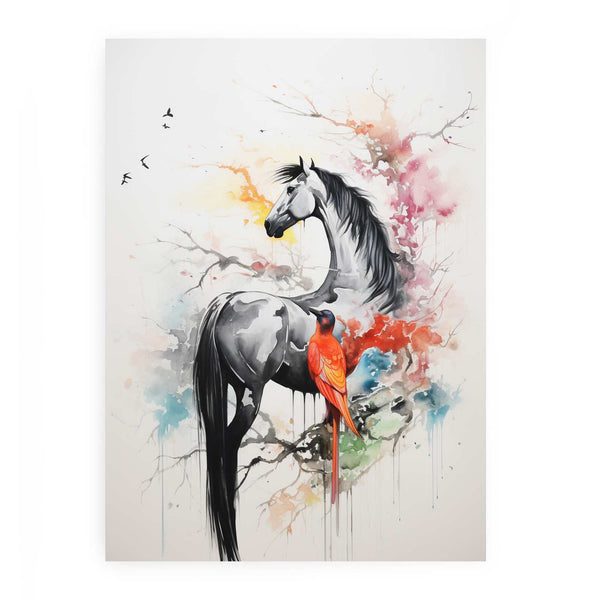 Bird And Horse Dripping Color   Painting